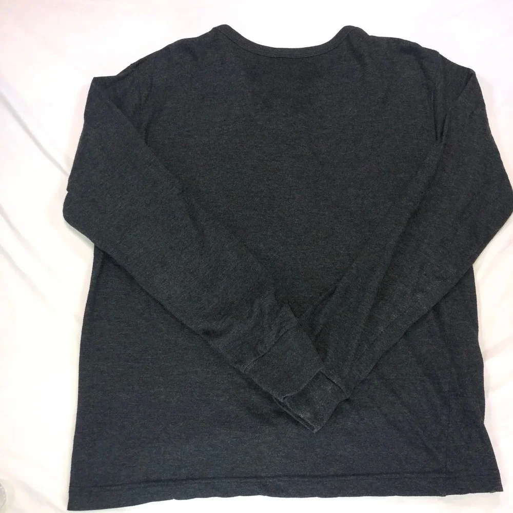 Bottoms Out Mens Henley Shirt Charcoal Gray Long Sleeve Cotton Blend Size M